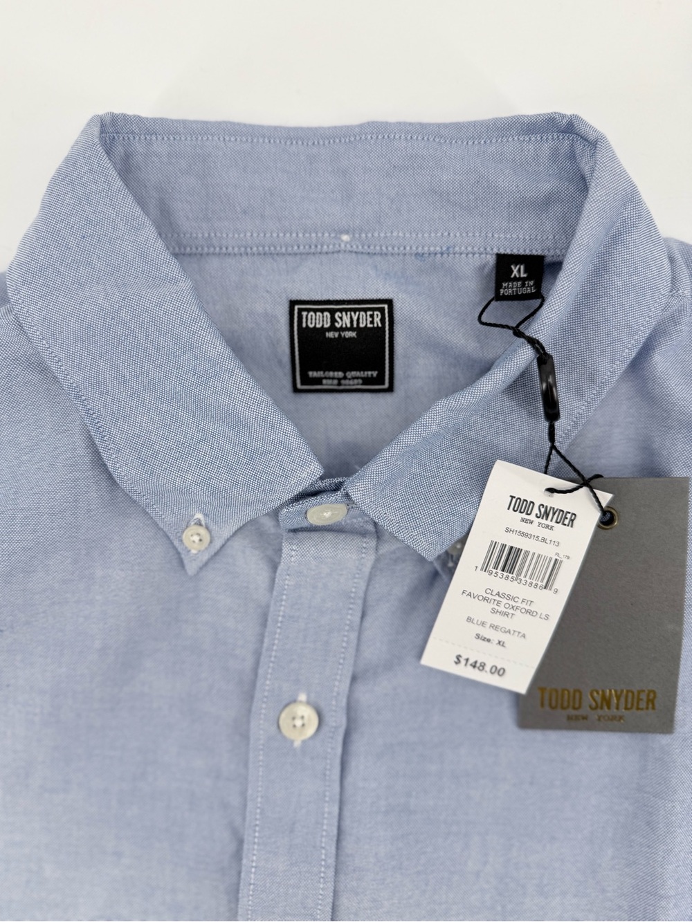 Todd Snyder Favorite Fit Oxford Shirt Men XL Blue Regatta Cotton Button Down NWT
